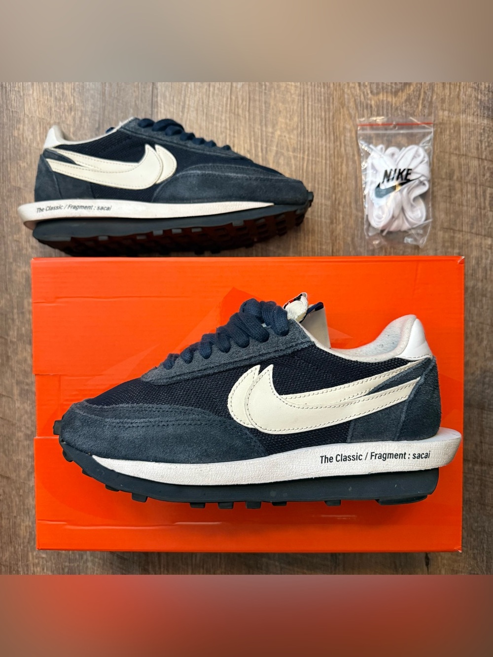Fragment Design x Sacai x Nike LDV Waffle Blackened Blue Navy White